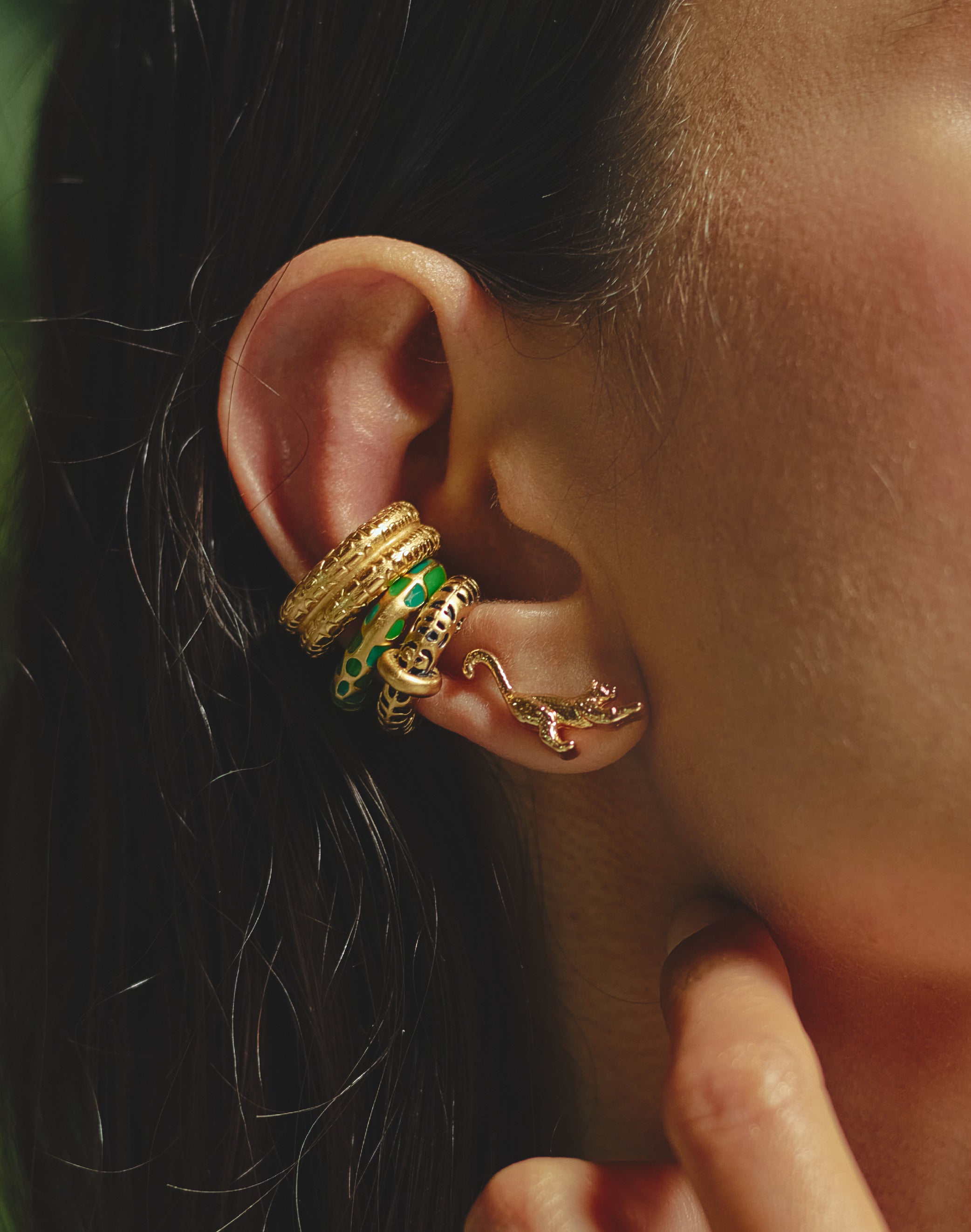 Set of 3 Animal-Print Earcuffs